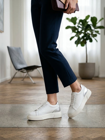Gadoshoes Aura Silver Kadın Beyaz Deri Ayakkabı (+7cm)